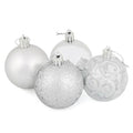 16 x 6cm Christmas Tree Baubles Swirl Matte Glitter Mirrored Silver