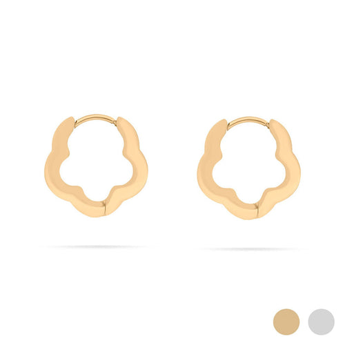 18K Gold PVD Stainless Steel Flower Huggie Earrings
