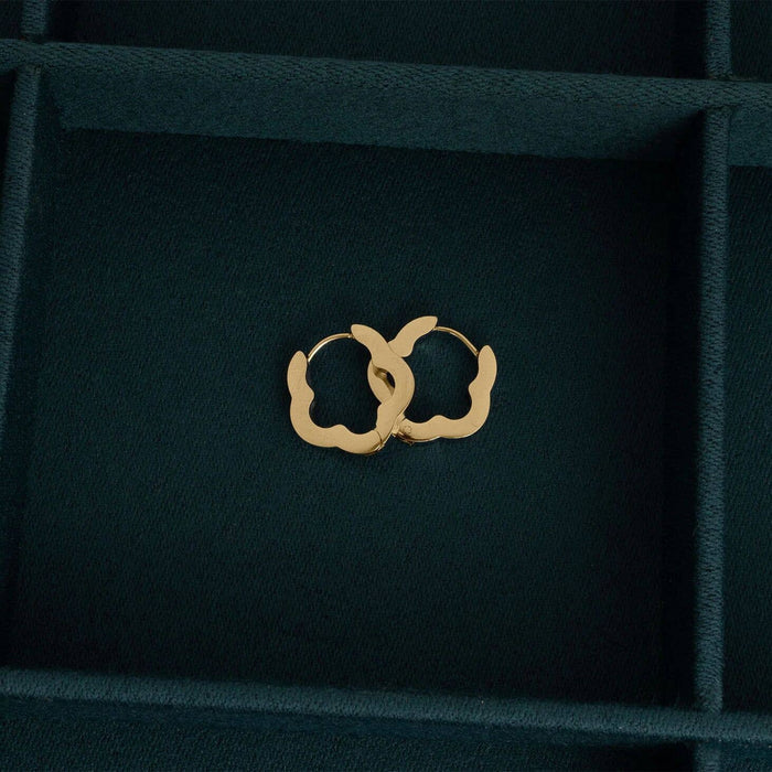 18K Gold PVD Stainless Steel Flower Huggie Earrings