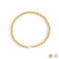18K Gold PVD Stainless Steel Stretch Bracelet with Pearl