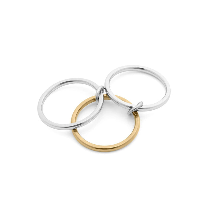 18K Gold Stainless Steel Mixed Metal Triple Intertwined Ring