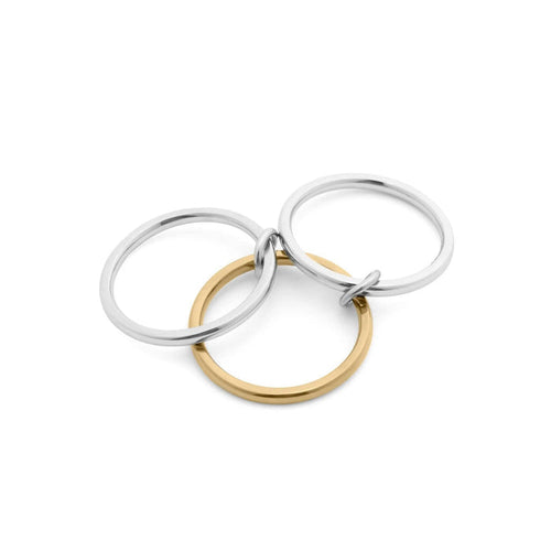 18K Gold Stainless Steel Mixed Metal Triple Intertwined Ring