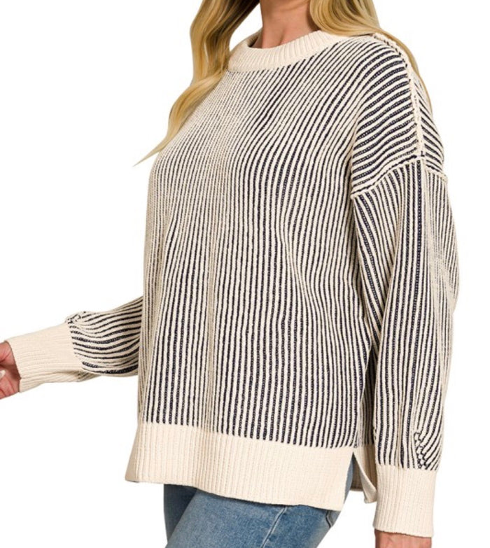 2 COLORS! Two Tone Crewneck Sweater