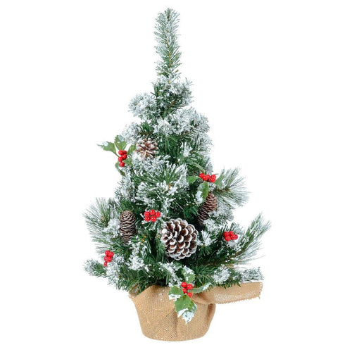 2ft (60cm) Mini Decorated Green Pine Christmas Tree Red Berries