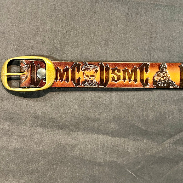 Belt Marine USMC Recon: Complete your outfit with this rustic leather snap belt with tarnished brass buckle or stainless stee