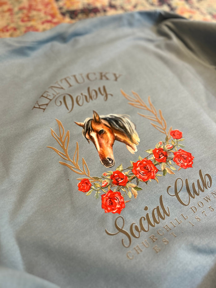 Front/back derby crewneck