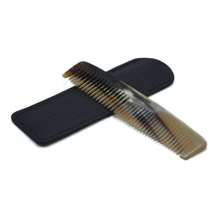 ABBEYHORN Horn Double Tooth Comb & Case