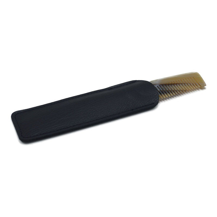 ABBEYHORN Horn Double Tooth Comb & Case