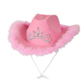 Adult Texan Cowboy Hat With Pink Feather Trim Accessory