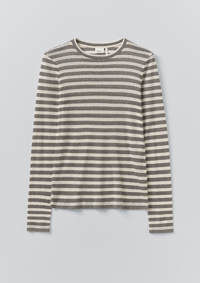 Agnes Stripe Wool Lyocell Tee | Cream/Black