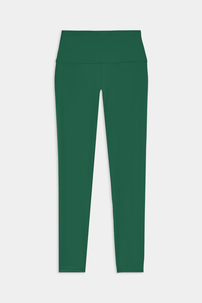 The SPLITS59 Airweight High Waist Legging in Arugula features a buttery-soft, seamless design, ideal for hot yoga. Shown flat on a white background.