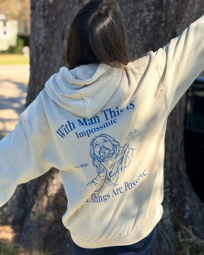All Things Are Possible Hoodie – Matthew 19:26 Christian Hoodie - Holy Looks