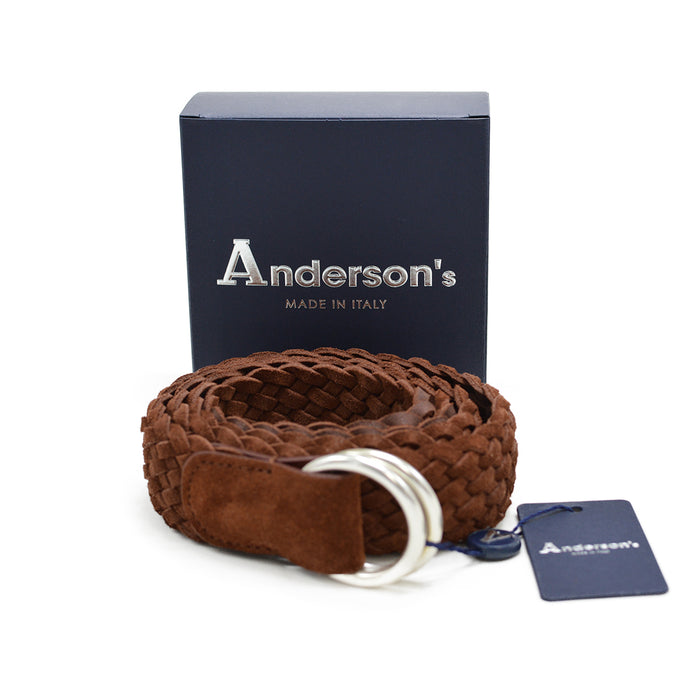 Anderson's (A3411) - 3.5 cm Double Buckle Woven Suede Belt