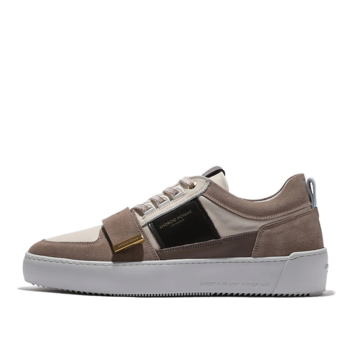 Android Homme - Point Dume Low Strap Trainer in White/Brown - Nigel Clare