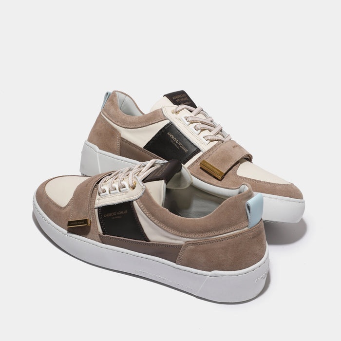 Android Homme - Point Dume Low Strap Trainer in White/Brown - Nigel Clare