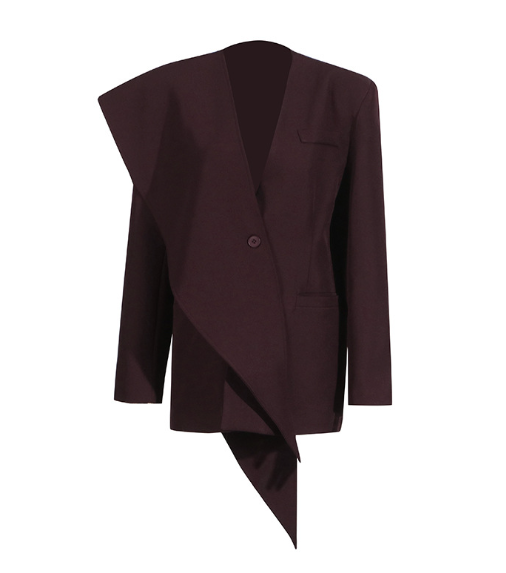 asymmetric tailored blazer with draped panel – AURA