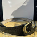 Belt XL Geometric Style 502: Complete your outfit with this rustic leather snap belt with tarnished brass buckle or stainless