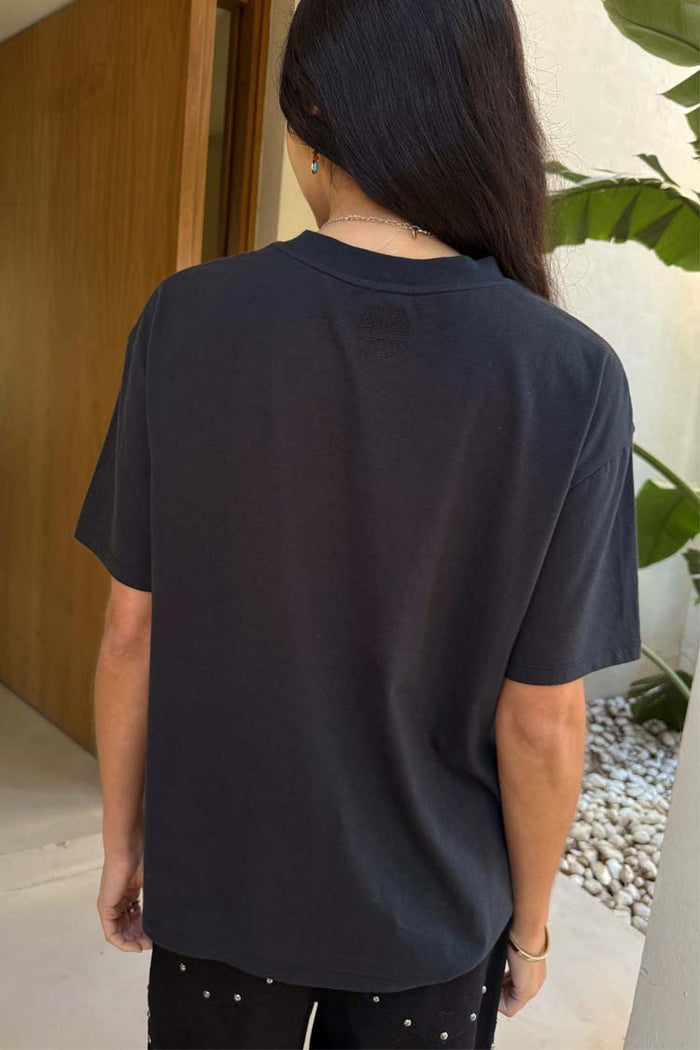 Black Studded T-Shirt in relaxed-fit cotton featuring a tonal NFD logo on the back neck.