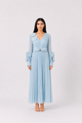 Blush Pleated Maxi Dress - Elegance