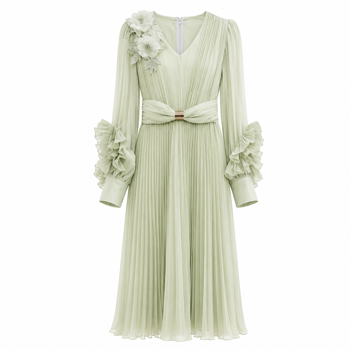 Blush Pleated Maxi Dress - Elegance