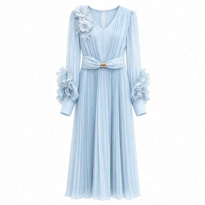 Blush Pleated Maxi Dress - Elegance