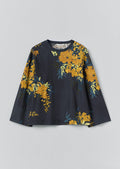 Botanical Shadow Print Cotton Top | Shadow Blue
