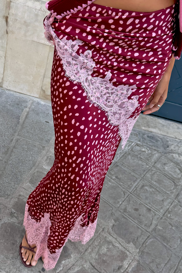 Burgundy Deer Bandana with Lace