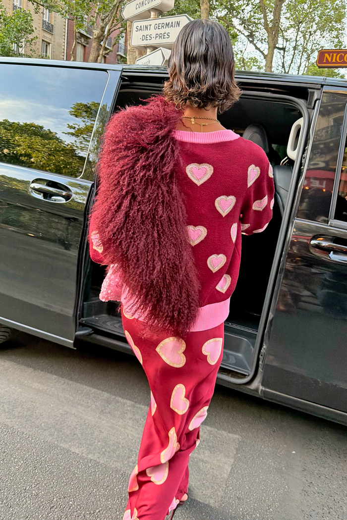 Burgundy Hearts Cardigan