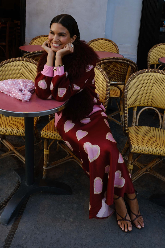 Burgundy Hearts Dorris Skirt