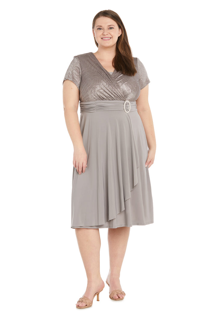Cascade Wrap Dress with Waist Sash - Plus