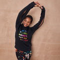 Charcoal Life is Tough Honey Sweatshirt featuring a multicoloured slogan and open zips on the arms for accessibility.
