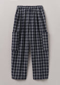 Check Cotton Linen Patch Pocket Trousers | Slate