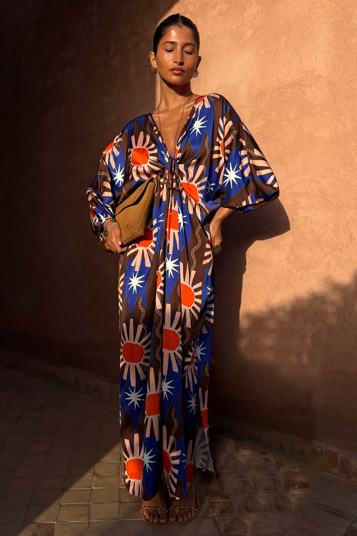 Chocolate & Blue Sun Toria Dress