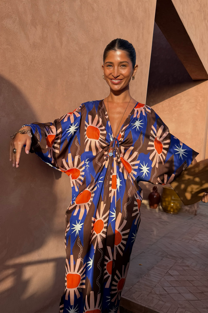 Chocolate & Blue Sun Toria Dress