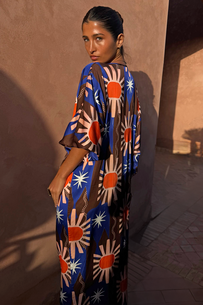 Chocolate & Blue Sun Toria Dress