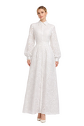 collared lace maxi dress with puff sleeves – DELYA