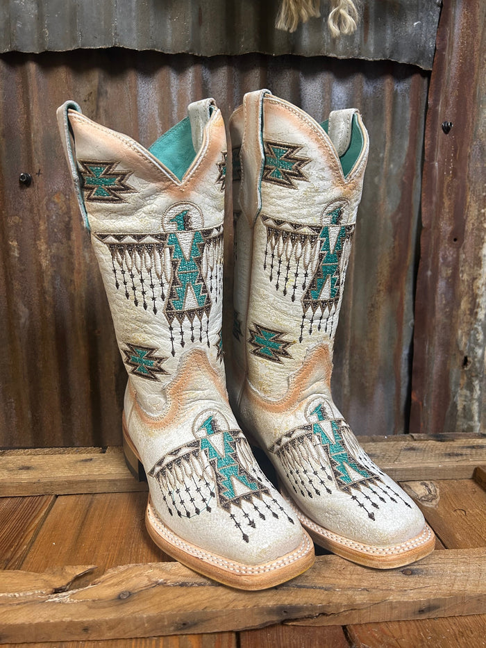 Corral Embroidered Kids Western Square Toe Boot