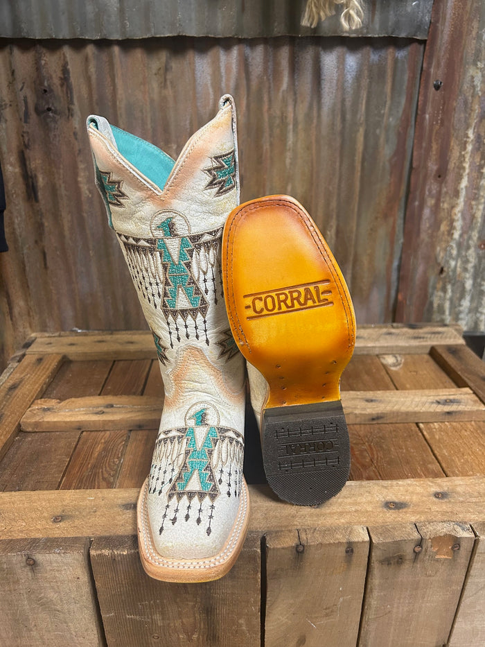 Corral Embroidered Kids Western Square Toe Boot