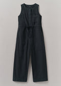 Cotton Linen Wide Leg Jumpsuit | Soft Black