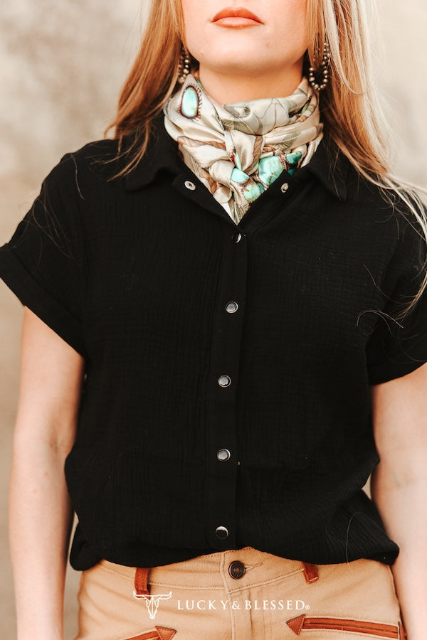Cow Skull Turquoise Stone Printed Wild Rag
