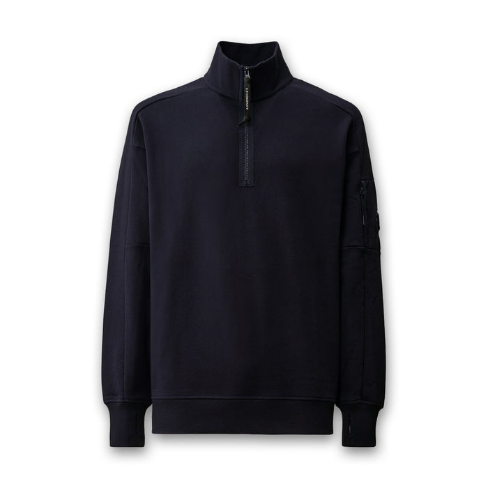 C.P. Company - Diagonal Raised Fleece Half Zip in Total Eclipse - Nigel Clare