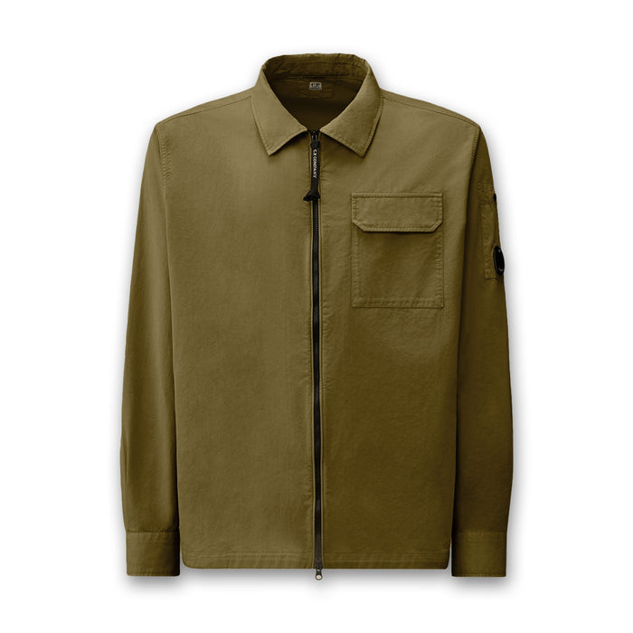 C.P. Company - Gabardine Zipped Lens Overshirt in Dried Herb - Nigel Clare