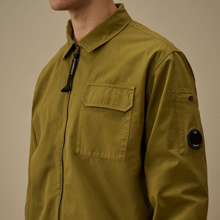 C.P. Company - Gabardine Zipped Lens Overshirt in Dried Herb - Nigel Clare