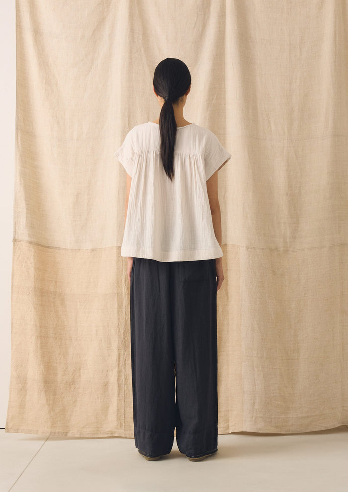 Crinkle Cotton Gauze Top | Oat
