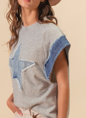 Denim Star Top - SexyModest Boutique