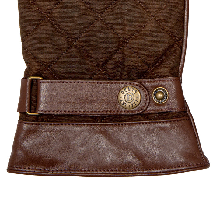 DENTS BRUTON Men's Water-Resistant Lined Leather Gloves with Waxed Cotton Quilting