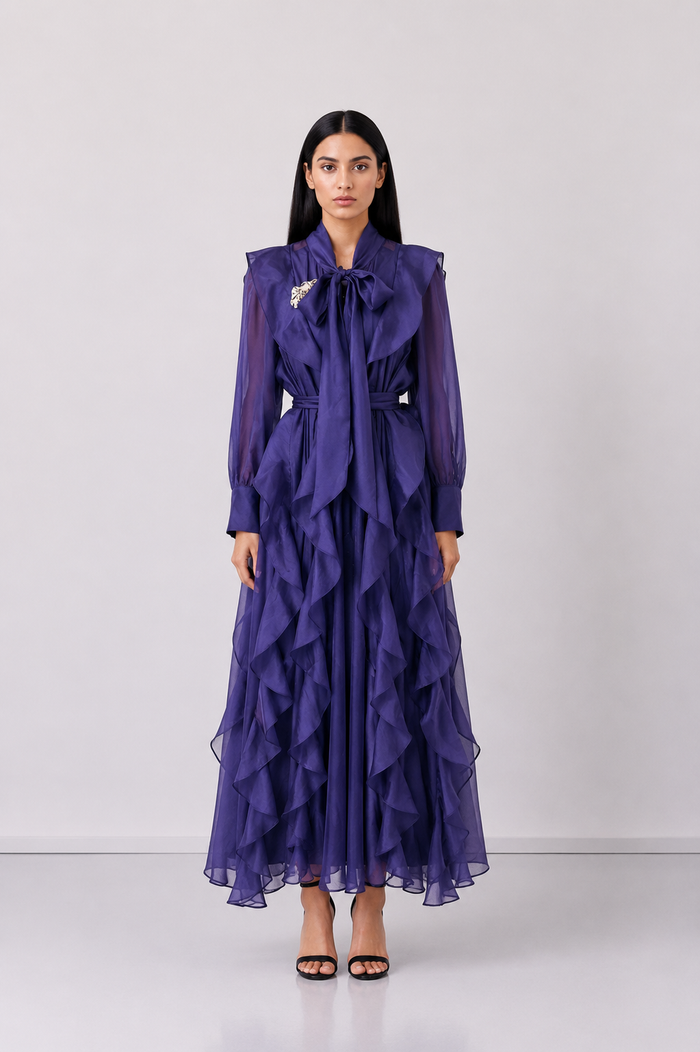 Elegant Ruffle Tie Maxi Dress - Romance
