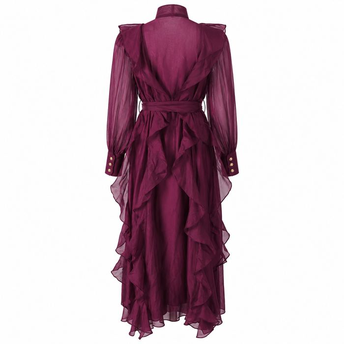 Elegant Ruffle Tie Maxi Dress - Romance