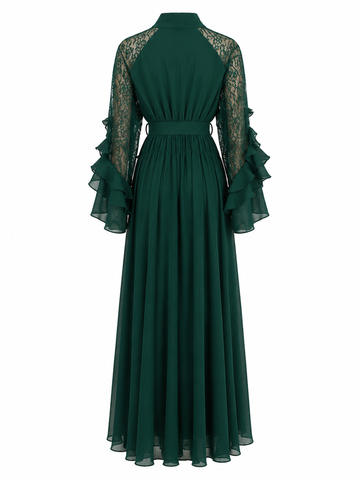 Emerald Ruffle Chiffon Maxi Dress - Grace