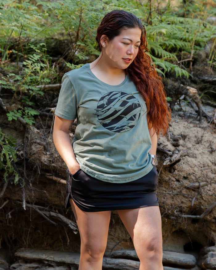 FLOCK OF WHALES - Women's 100% Organic Cotton Tee - Seafoam